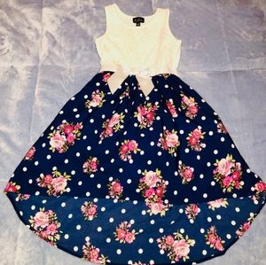 High Low Flower Print Dress